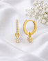 925 Sterling Silver 18kt Gold Plated CZ Floral Circular Hoop Earring