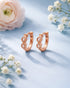 925 Sterling Silver 18kt Rose Gold Plated CZ Luxe Sculpted Huggie Earring