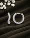 925 Sterling Silver Rhodium Plated CZ Sculpted Curve Hoop Earring