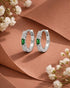 925 Sterling Silver Rhodium Plated Green CZ Hoop Earring
