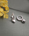 925 Sterling Silver Rhodium Plated CZ Dangling Heart Hoop Earring