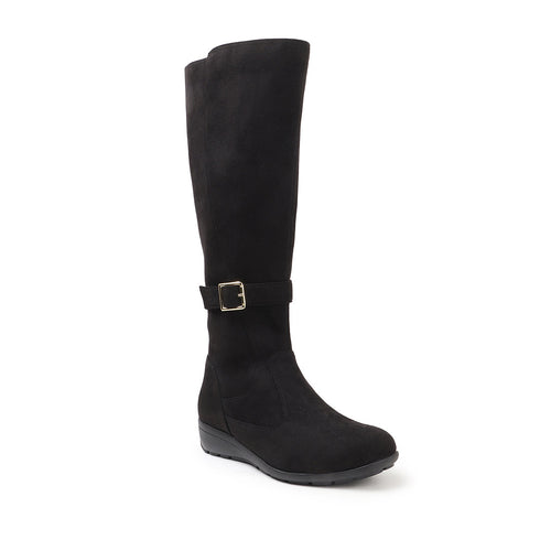 Women's Tall Moto-Style Riding Boot - Knee-High Footwear with Buckle Detail