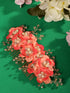 Peach Flowers Pearls & Crystal Embellished Bridal Hair Tiara