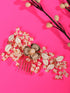 White & Gold Toned Enamelled Pearl Beaded Bridal Comb Pin