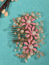 Gold toned Pink Enamelled Flower Tiara Comb Pin