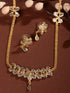 Gold Toned AD Studded Minimal Designer Necklace Jewellery Set