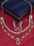 Silver Toned Blue AD studded double layer Necklace jewellery Set