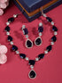 Silver Toned Blue AD studfded designer Necklace Jewellery Set