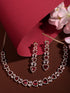 Rose Gold Plated Red AD studded Triangle shaped designer Necklace Jewellery Set