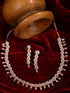 Rose Gold Plated White AD Studded Handcrafted Contemporary Jewellery Set Dropdown Earrings