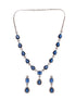 Silver Toned Blue AD studfded designer Necklace Jewellery Set