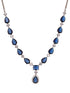 Silver Toned Blue AD studfded designer Necklace Jewellery Set