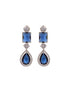 Silver Toned Blue AD studfded designer Necklace Jewellery Set