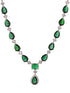 Silver Toned Green AD studfded designer Necklace Jewellery Set