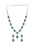 Silver Toned Green AD studfded designer Necklace Jewellery Set