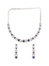 Silver Toned Blue AD studded Triangle shaped designer Necklace Jewellery Set