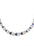 Silver Toned Blue AD studded Triangle shaped designer Necklace Jewellery Set