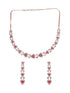 Rose Gold Plated Red AD studded Triangle shaped designer Necklace Jewellery Set