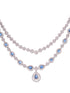 Silver Toned Blue AD studded double layer Necklace jewellery Set