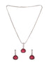 Silver Toned Red AD studdeed Elegant Pendant Earrings Locket Jewellery Set