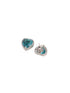 Silver Palted Blue AD Studded Heart Shaped Pendant Earrings Locket Jewellery Set