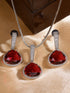 Silver Toned Red AD studdeed Elegant Pendant Earrings Locket Jewellery Set