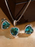 Silver Palted Blue AD Studded Heart Shaped Pendant Earrings Locket Jewellery Set