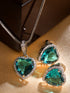 Silver Palted Blue AD Studded Heart Shaped Pendant Earrings Locket Jewellery Set