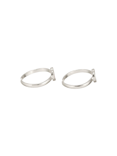 925 Sterling Silver Red Heart Shaped Minimal Adjustable Pair Of Toe Ring