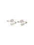925 Sterling Silver Zircon Studded Rhodium Plated Oval Contemporary Pair of Toe Ring