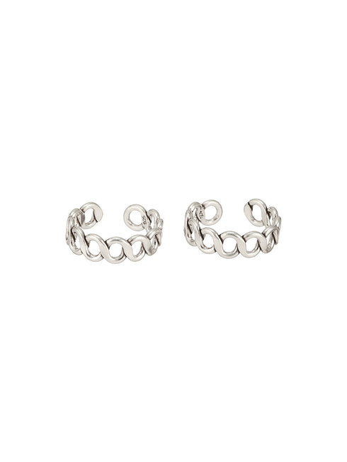 925 Sterling Silver Sparkling Zig Zag Adjustable Pair Of Toe Rings