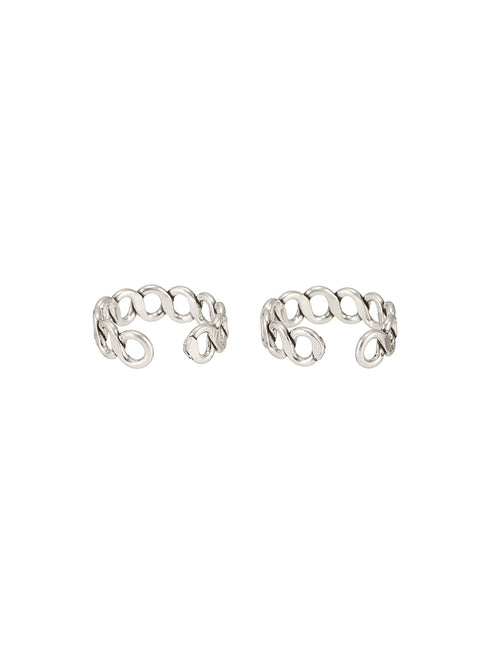 925 Sterling Silver Sparkling Zig Zag Adjustable Pair Of Toe Rings