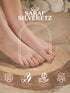 925 Sterling Silver Rhodium Plated Zircon Studded Symetric Contemporary Adjustable Pair of Toe Ring