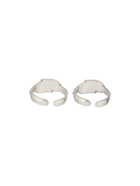 925 Sterling Silver Oxidised Dual Leaf Minima Adjustable Pair Of Toe Ring