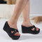 Women's Criss-Cross Strap Wedge Sandal with Charm Detail