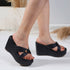 Women's Criss-Cross Strap Wedge Sandal with Charm Detail