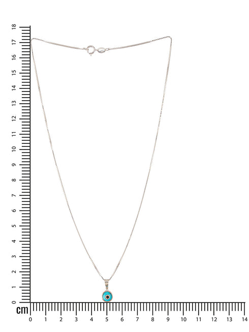 925 Sterling Silver Minimal Dailywear Evil Eye Locket Necklace & Chain