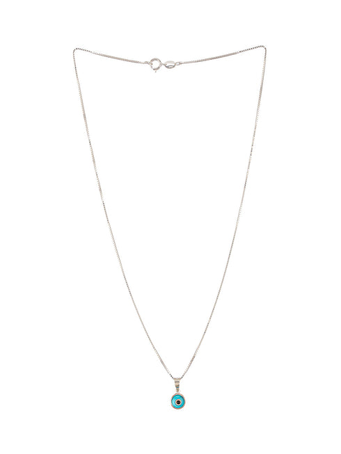 925 Sterling Silver Minimal Dailywear Evil Eye Locket Necklace & Chain