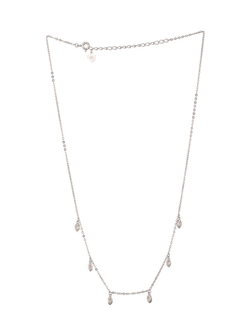 925 Sterling Silver CZ Studded Unique Solitaire Charms Necklace & Chain