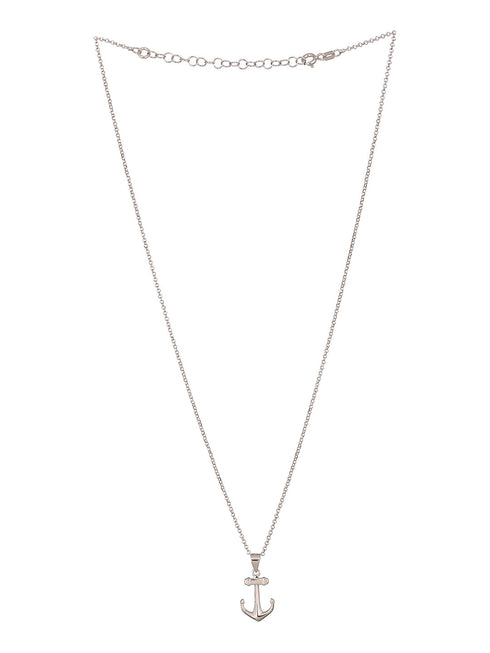 925 Sterling Silver Sea Anchor Trendy Minimal Necklace & Chain