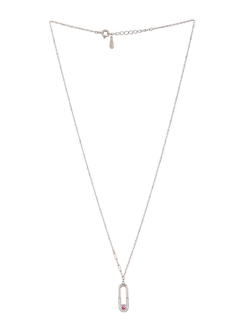 925 Sterling Silver CZ Studded Dainty Rectangular Link Locket Necklace & Chain