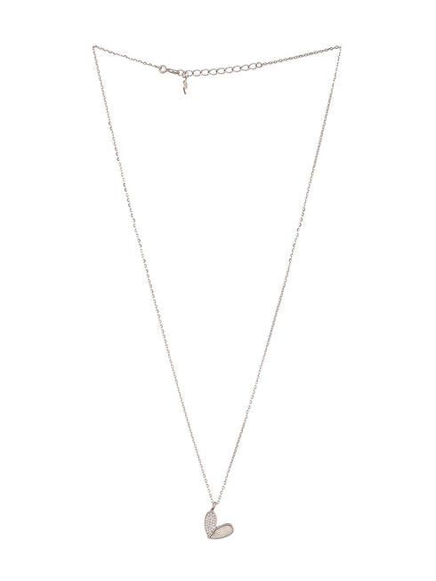 925 Sterling Silver CZ Studded Butterfly Charms Dainty Pendant Necklace & Chain