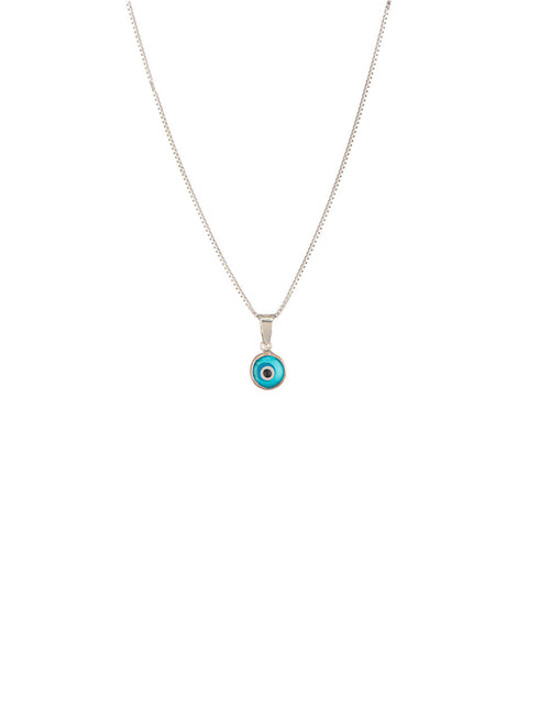 925 Sterling Silver Minimal Dailywear Evil Eye Locket Necklace & Chain