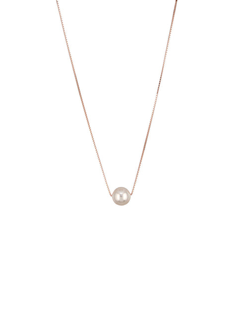 925 Sterling Silver Rose Gold Pearl Beaded Minimal Delicate Necklace & Chain