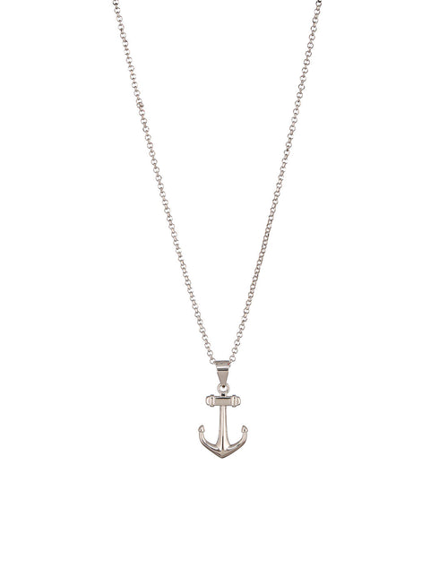 925 Sterling Silver Sea Anchor Trendy Minimal Necklace & Chain