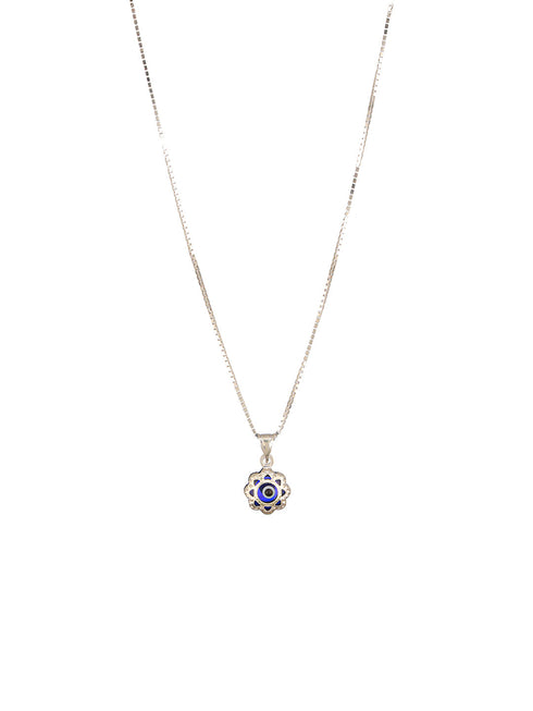 925 Sterling Silver Rhodium Plated Minimal Evil Eye Locket Pendant Necklace & Chain