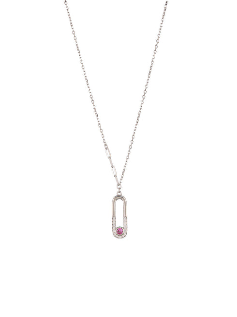 925 Sterling Silver CZ Studded Dainty Rectangular Link Locket Necklace & Chain