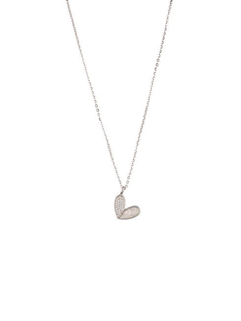 925 Sterling Silver CZ Studded Butterfly Charms Dainty Pendant Necklace & Chain