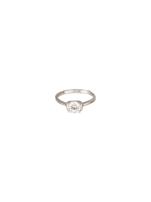 925 Sterling Silver AD Studded Engagement Minimal Adjustable Finger Ring