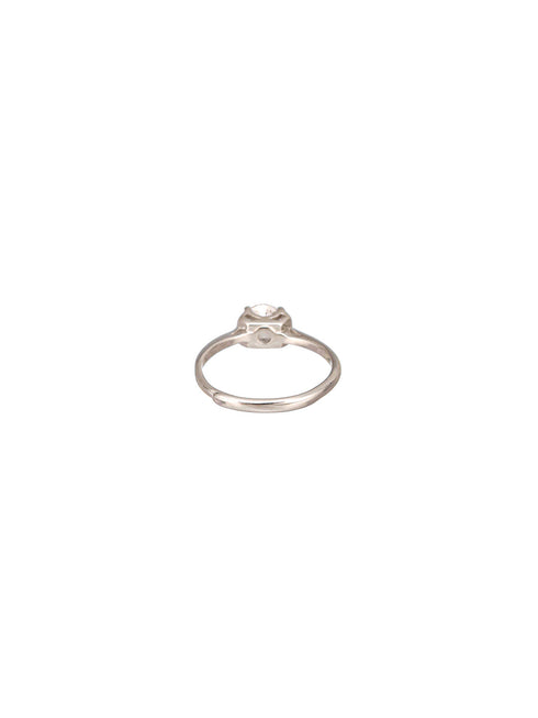 925 Sterling Silver AD Studded Engagement Minimal Adjustable Finger Ring